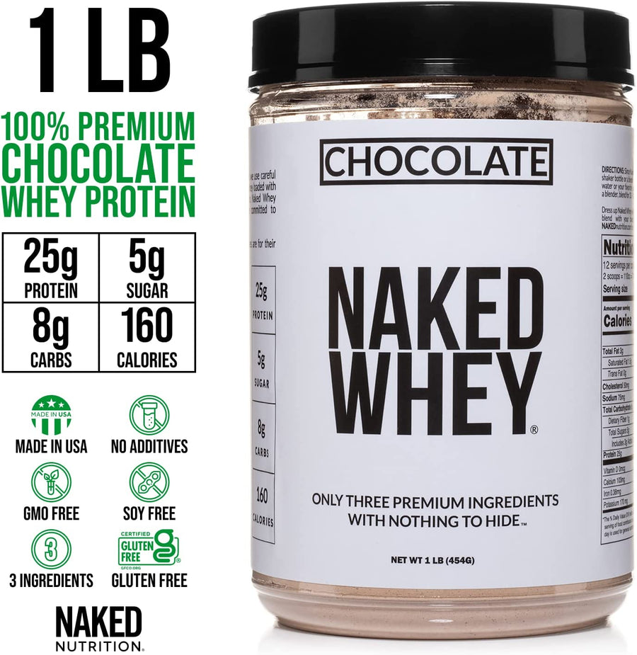 Chocolate Whey Protein Powder (1 LB) - Naked Nutrition