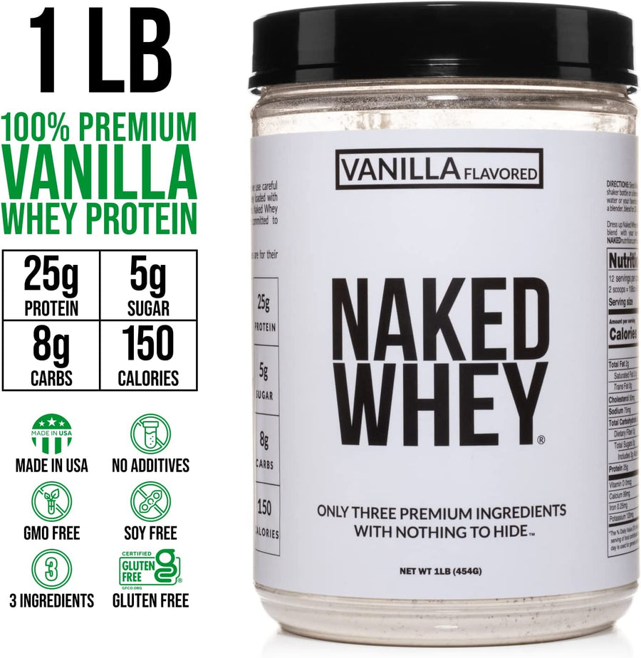 Vanilla Whey Protein Powder (1 LB) - Naked Nutrition