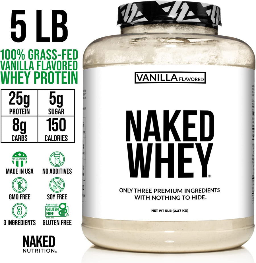Vanilla Whey Protein Powder (5 LB) - Naked Nutrition